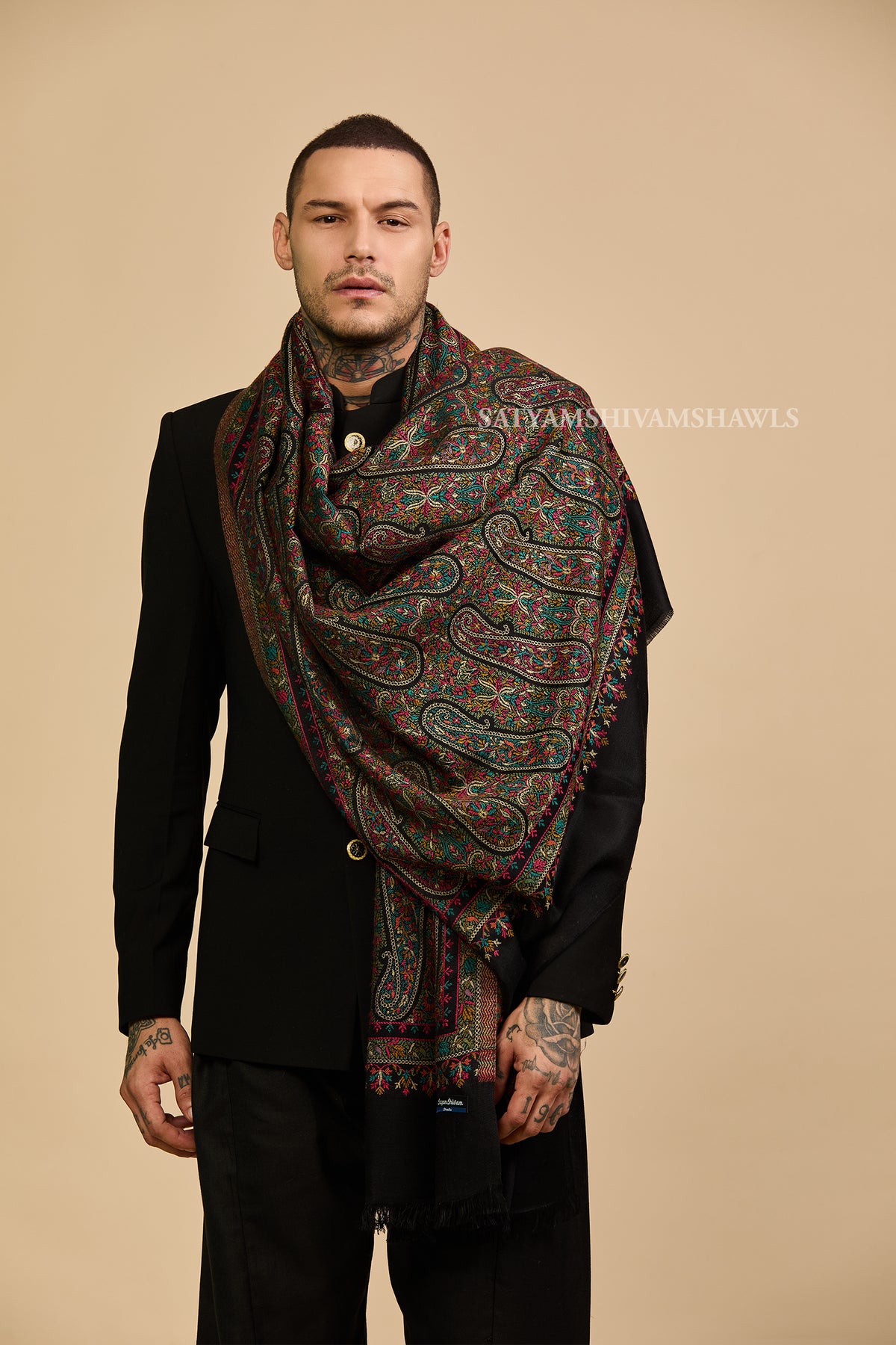 His & Her gift box (men check stole & womens kani shawl )with premium box packaging