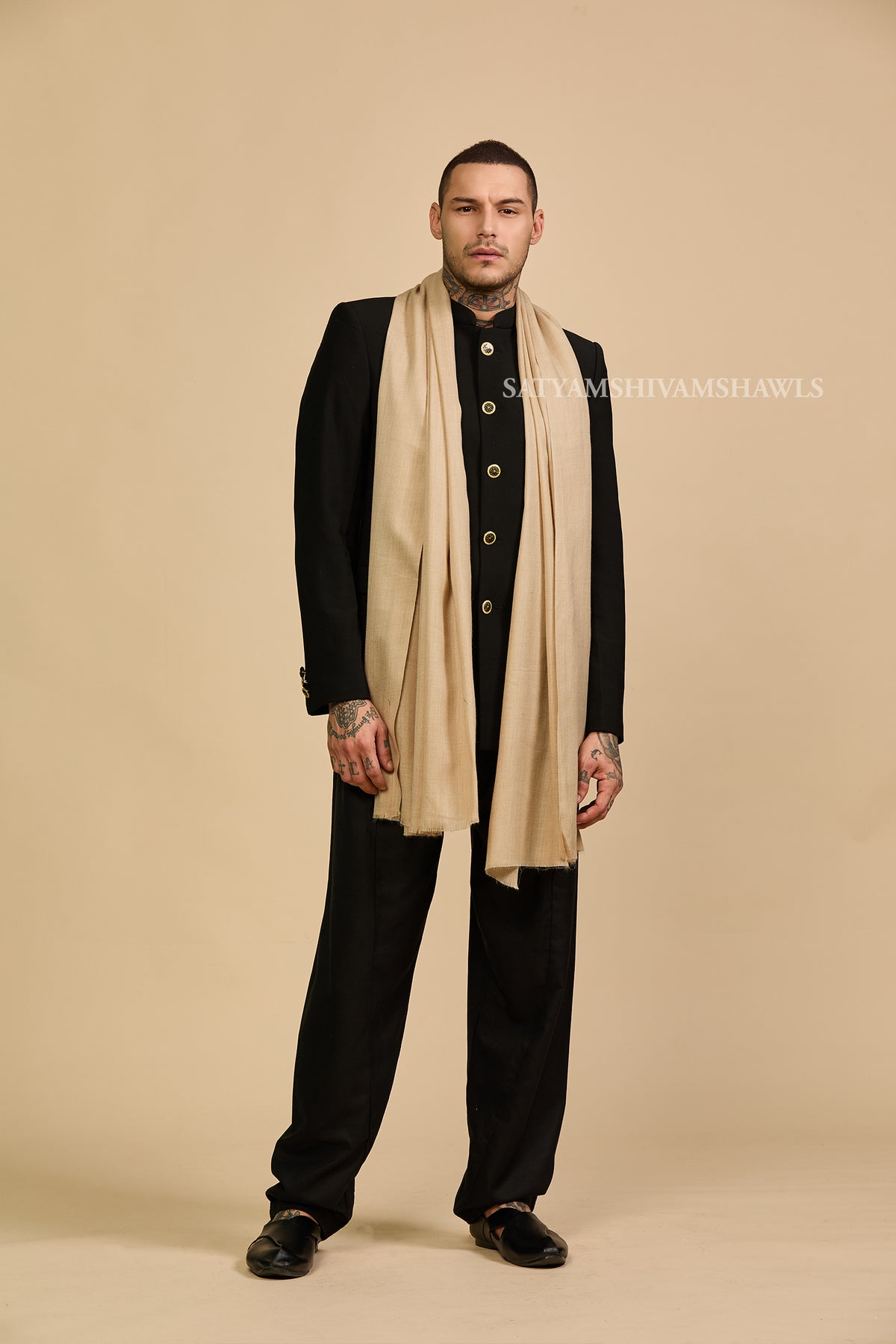 Pashmina Wool Mens Plain Stole