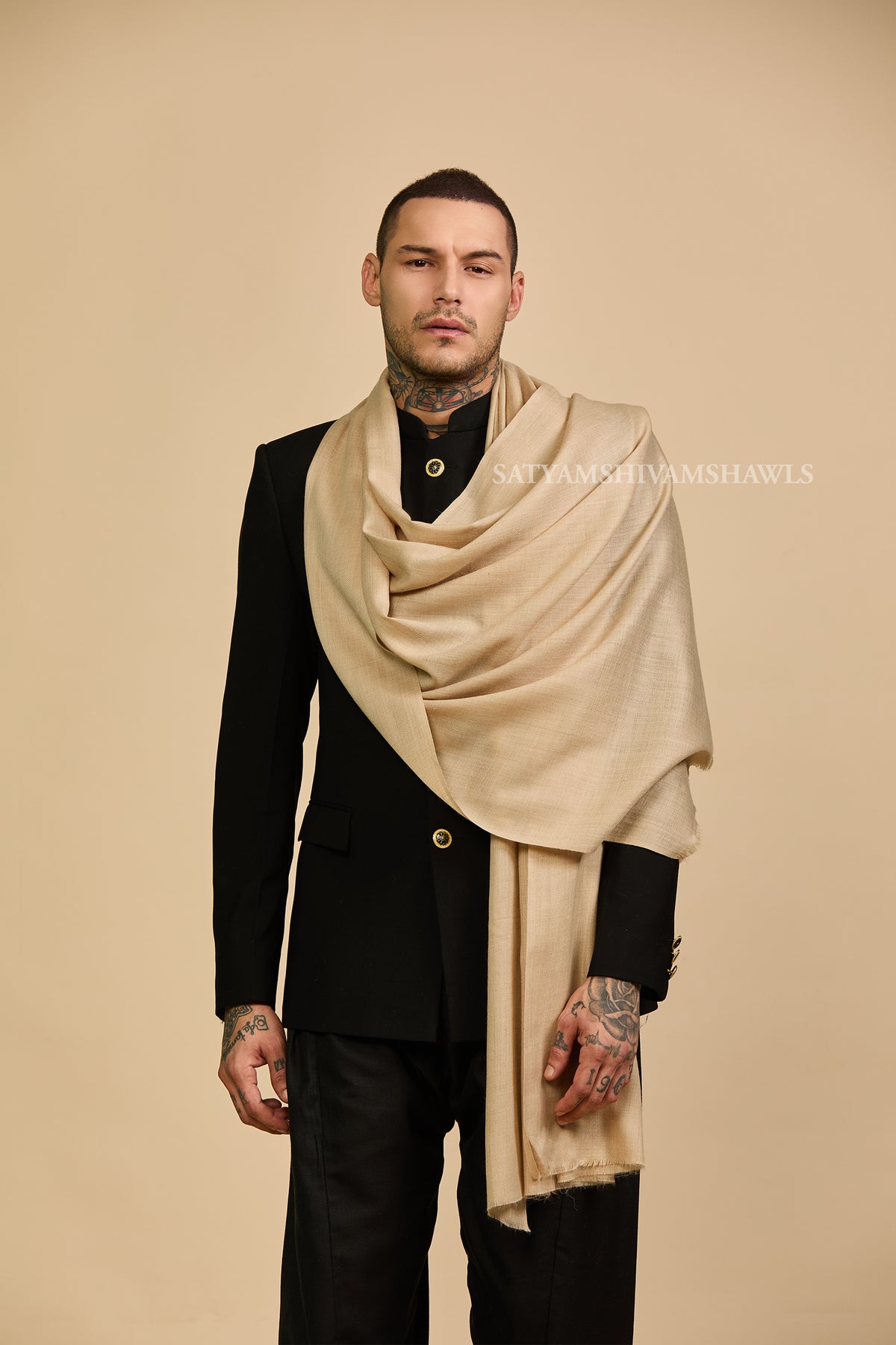 Pashmina Wool Mens Plain Stole