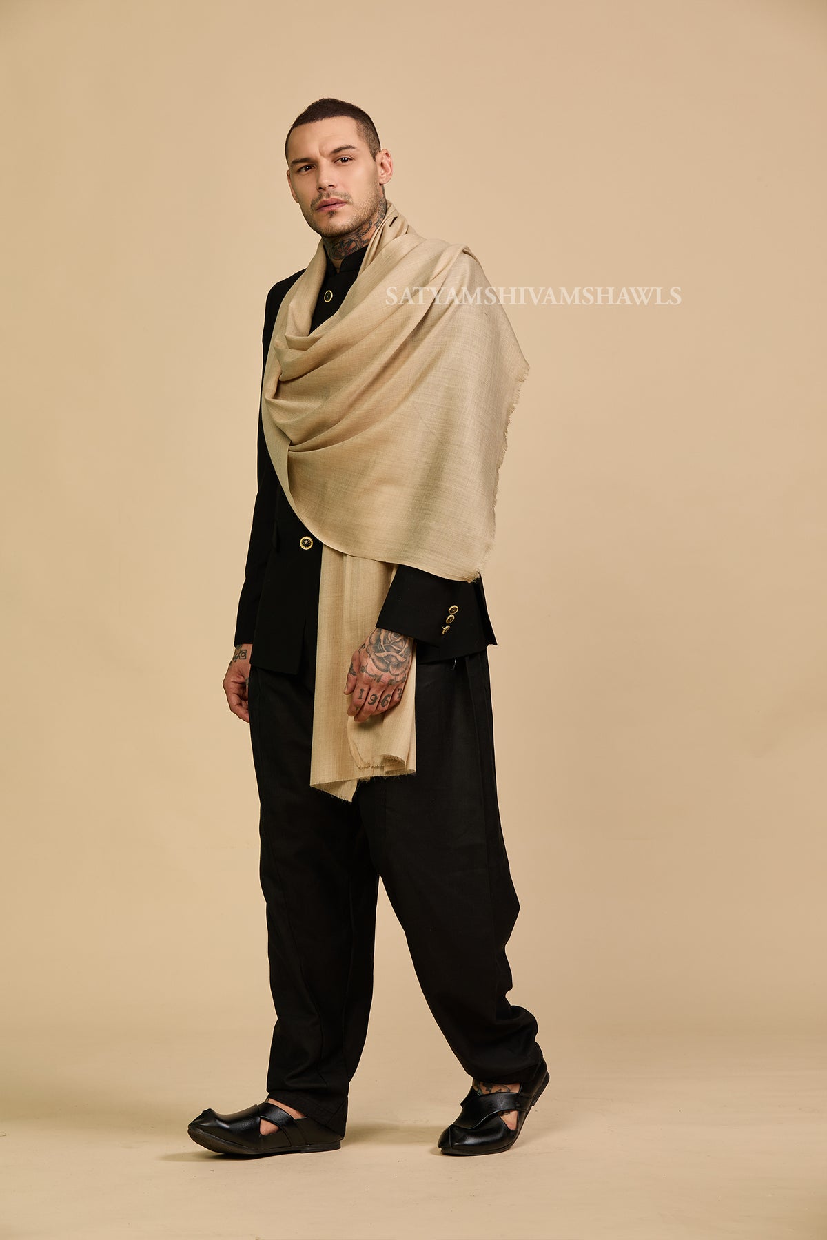 Pashmina Wool Mens Plain Stole