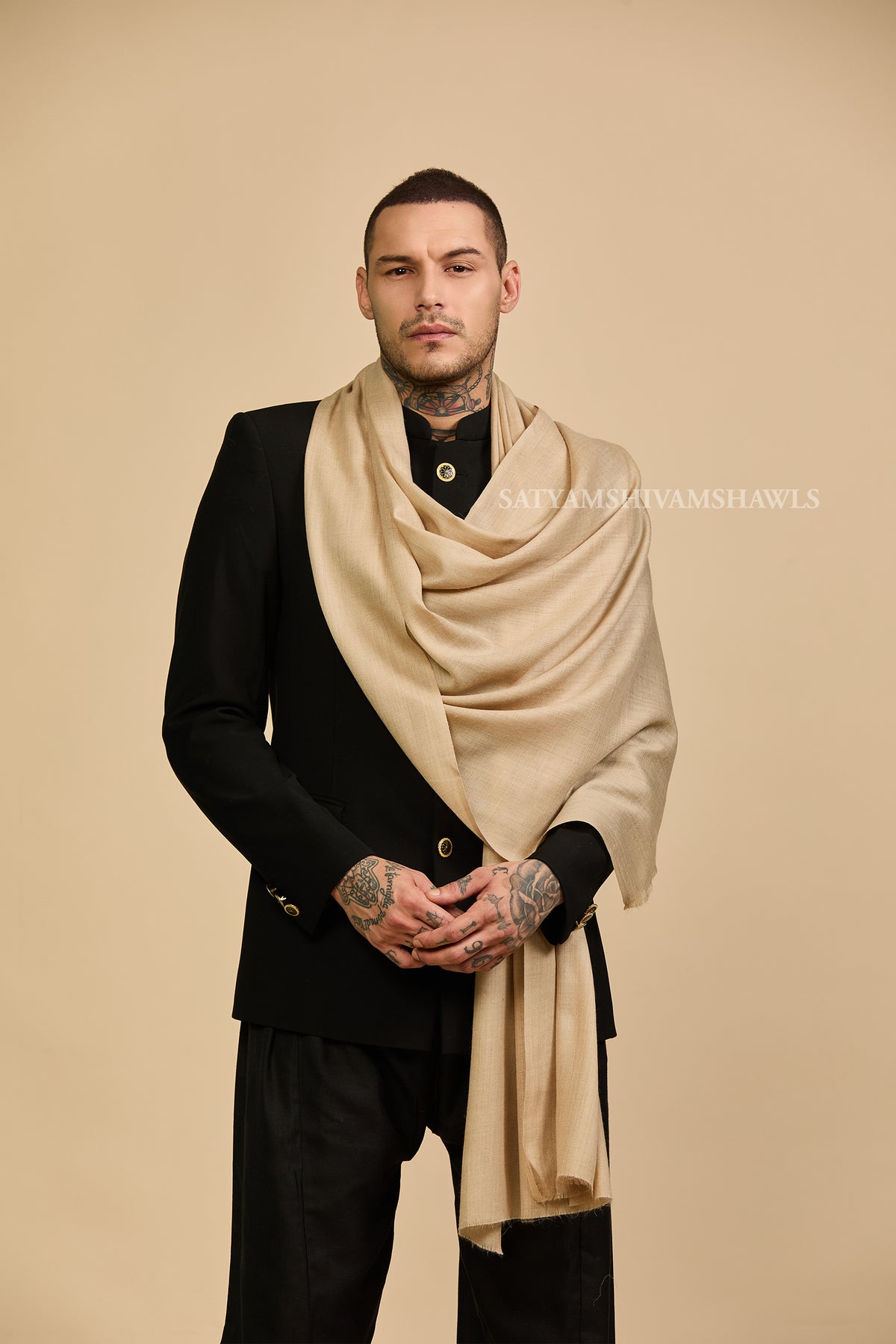Pashmina Wool Mens Plain Stole