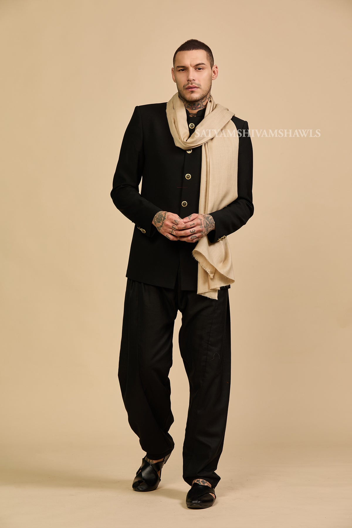 Pashmina Wool Mens Plain Stole