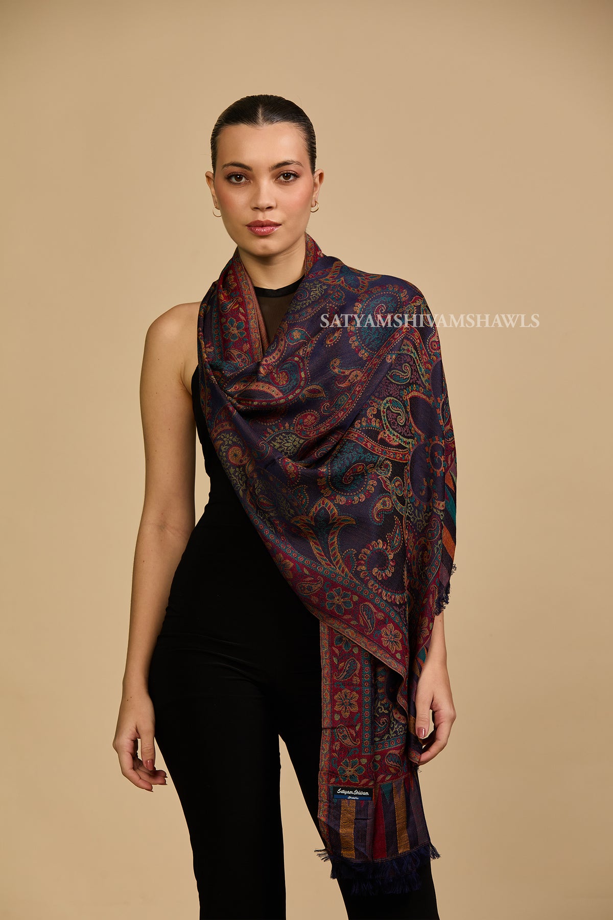 PAISLEY KALAMKARI WOMENS FINE SOFT SILK WOOL JMAWAR STOLE