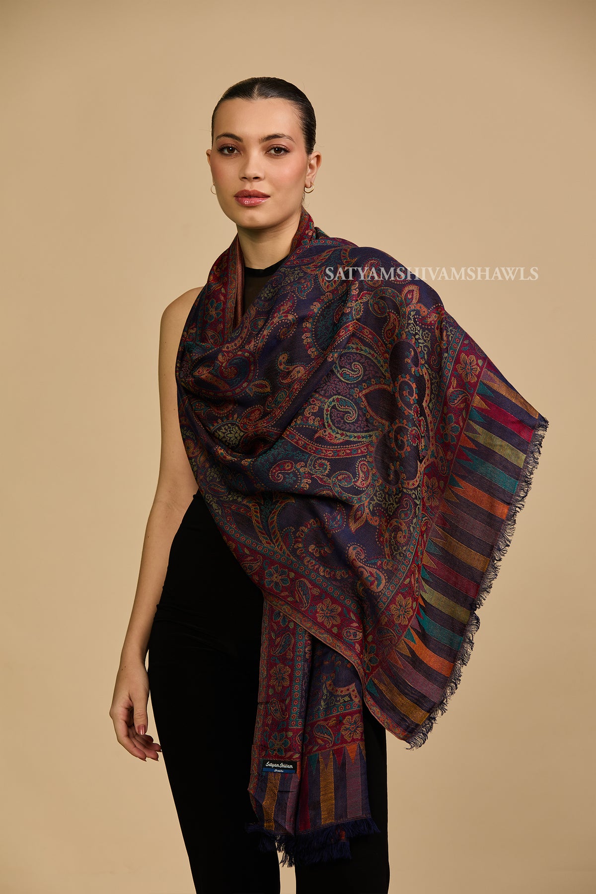 PAISLEY KALAMKARI WOMENS FINE SOFT SILK WOOL JMAWAR STOLE