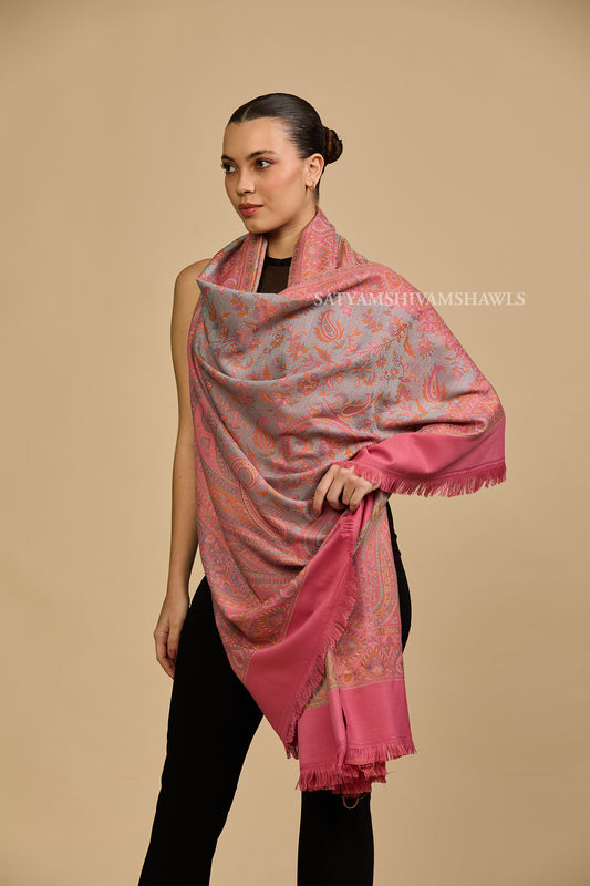 Gul-e-Rose jamawar kani women shawl