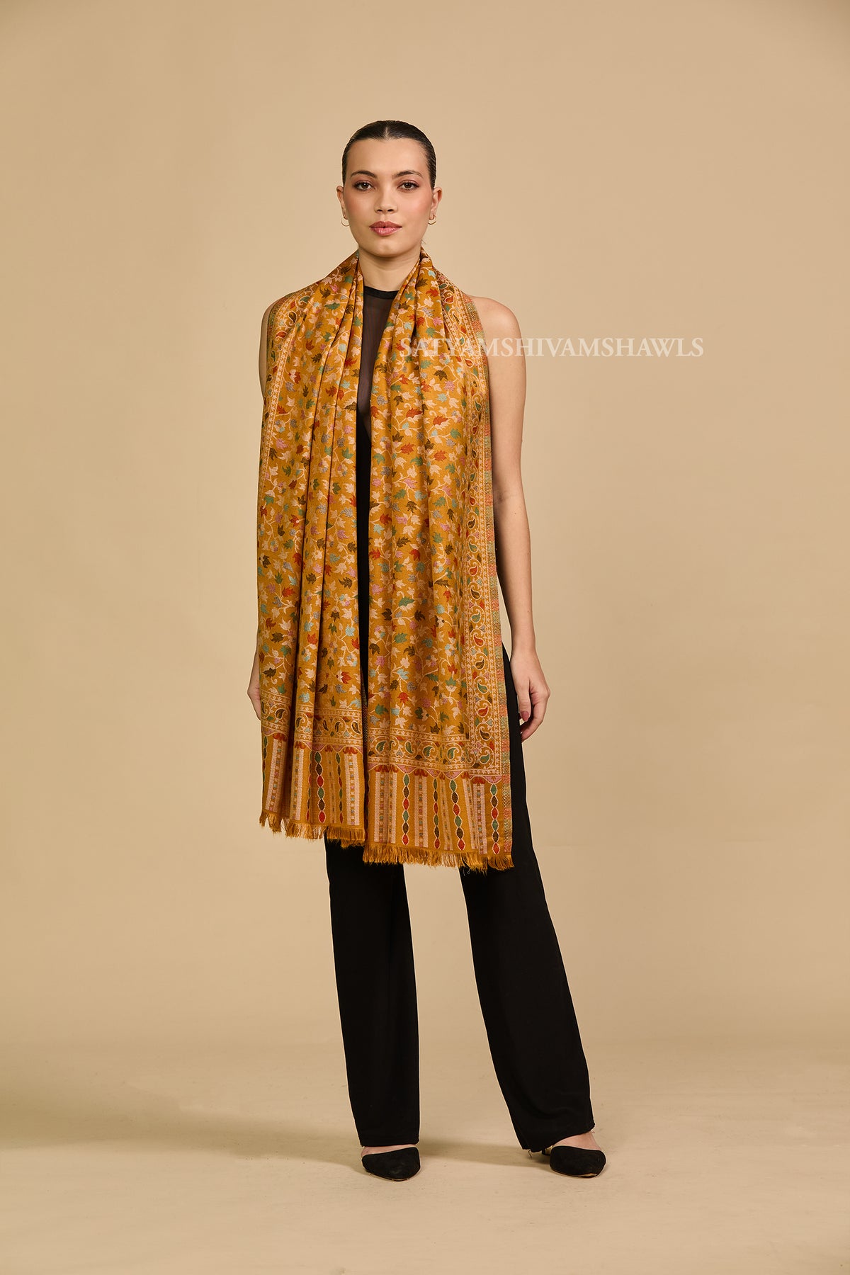 noor-e-kani multi pure wool stole,