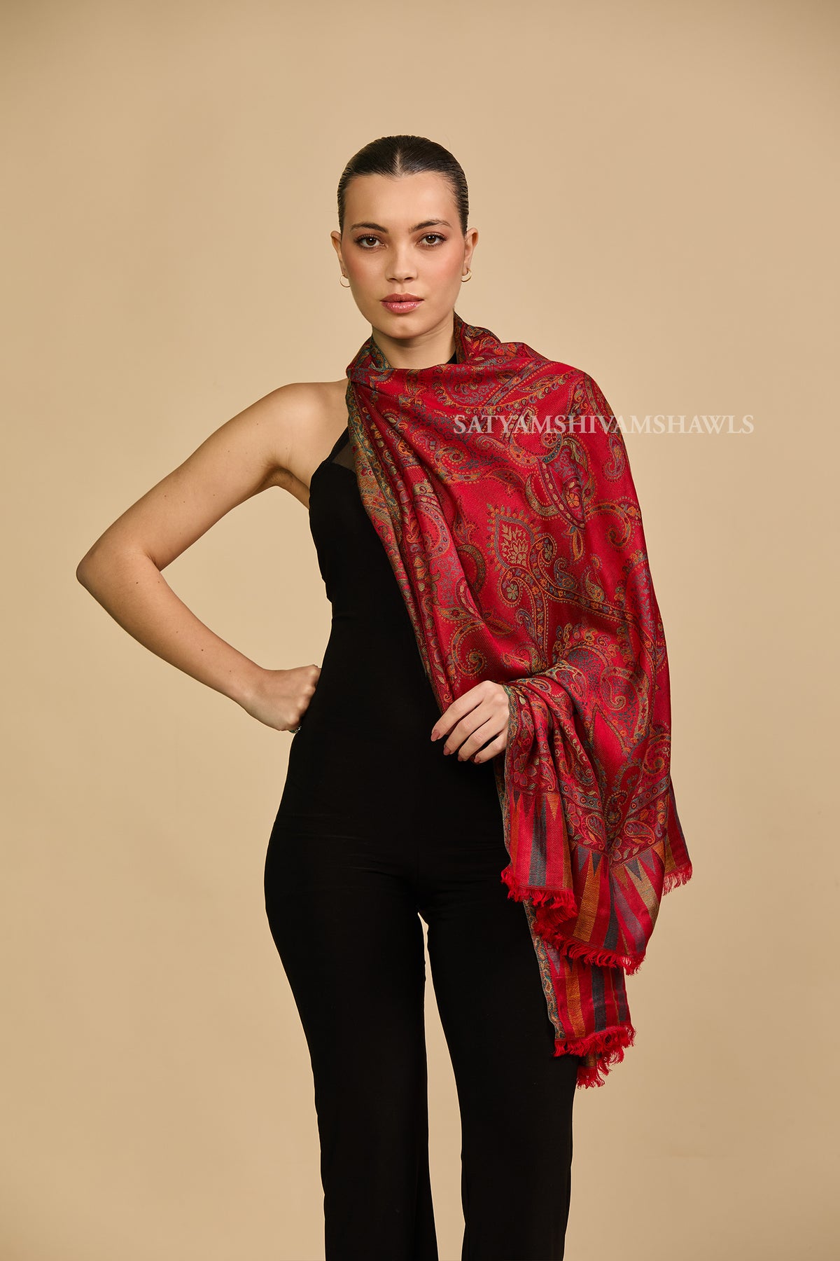 PAISLEY KALAMKARI WOMENS FINE SOFT SILK WOOL JMAWAR STOLE