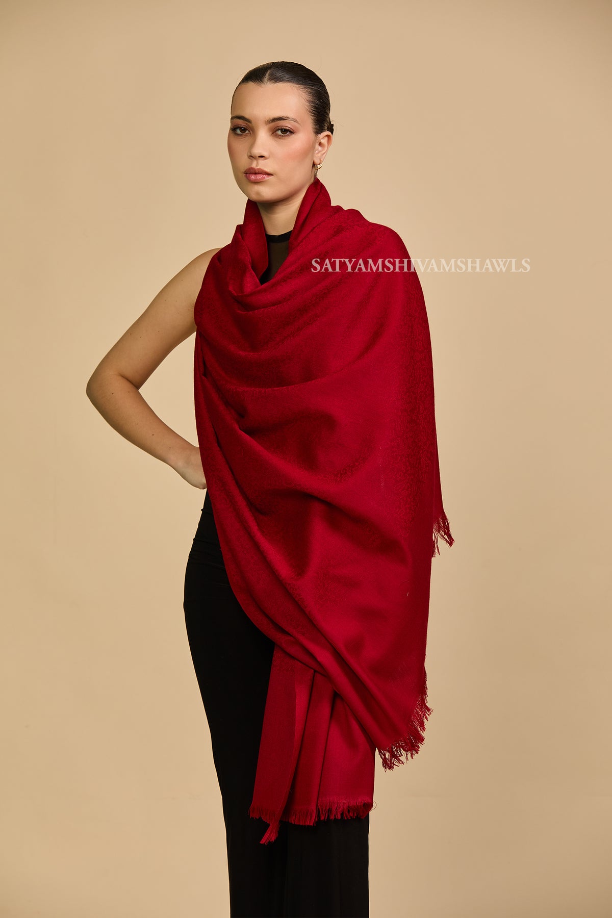 womens fine wool self design shawl,light and soft