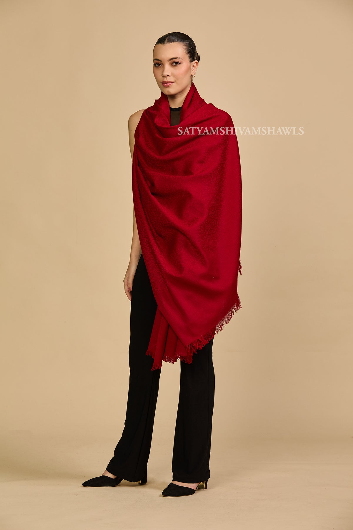 womens fine wool self design shawl,light and soft