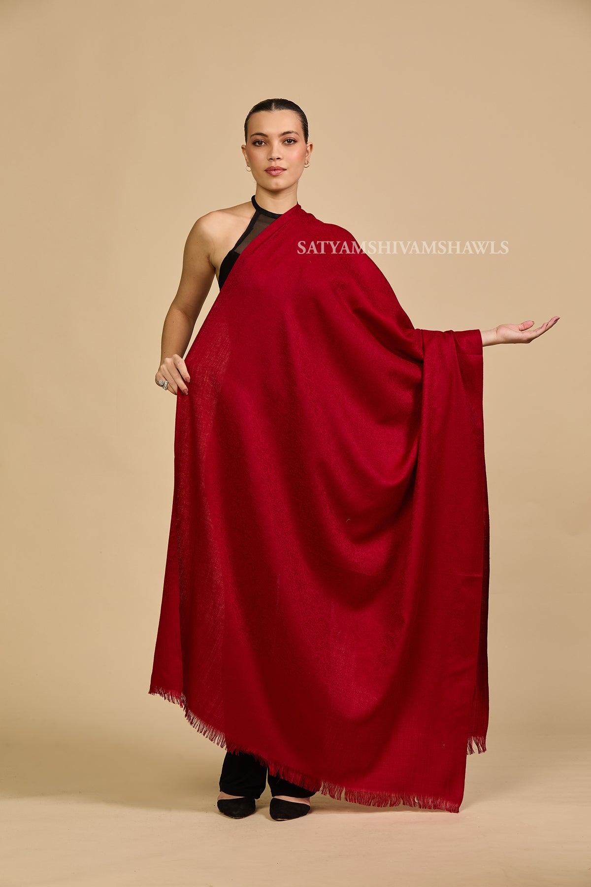 womens fine wool self design shawl,light and soft