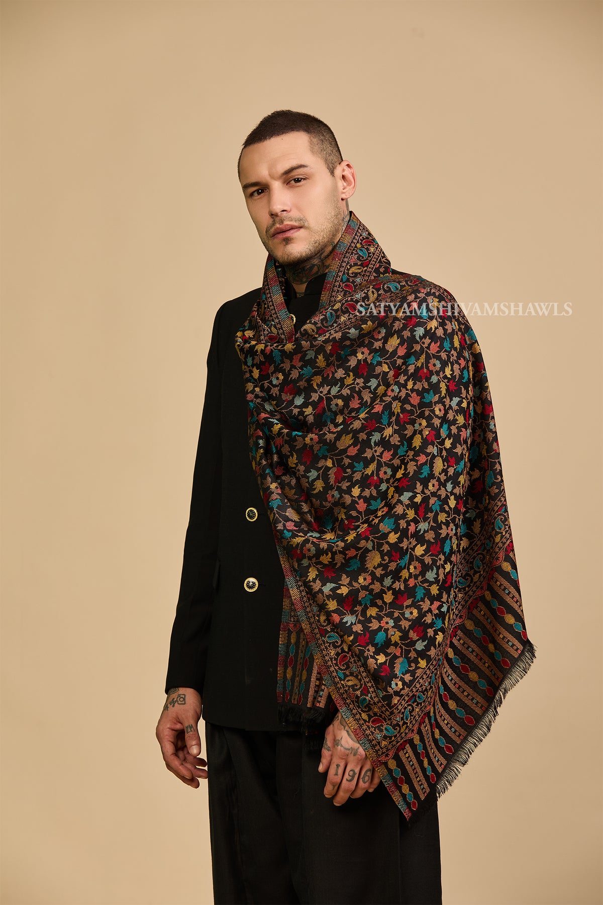 His & Her gift box (men check stole & womens kani shawl )with premium box packaging