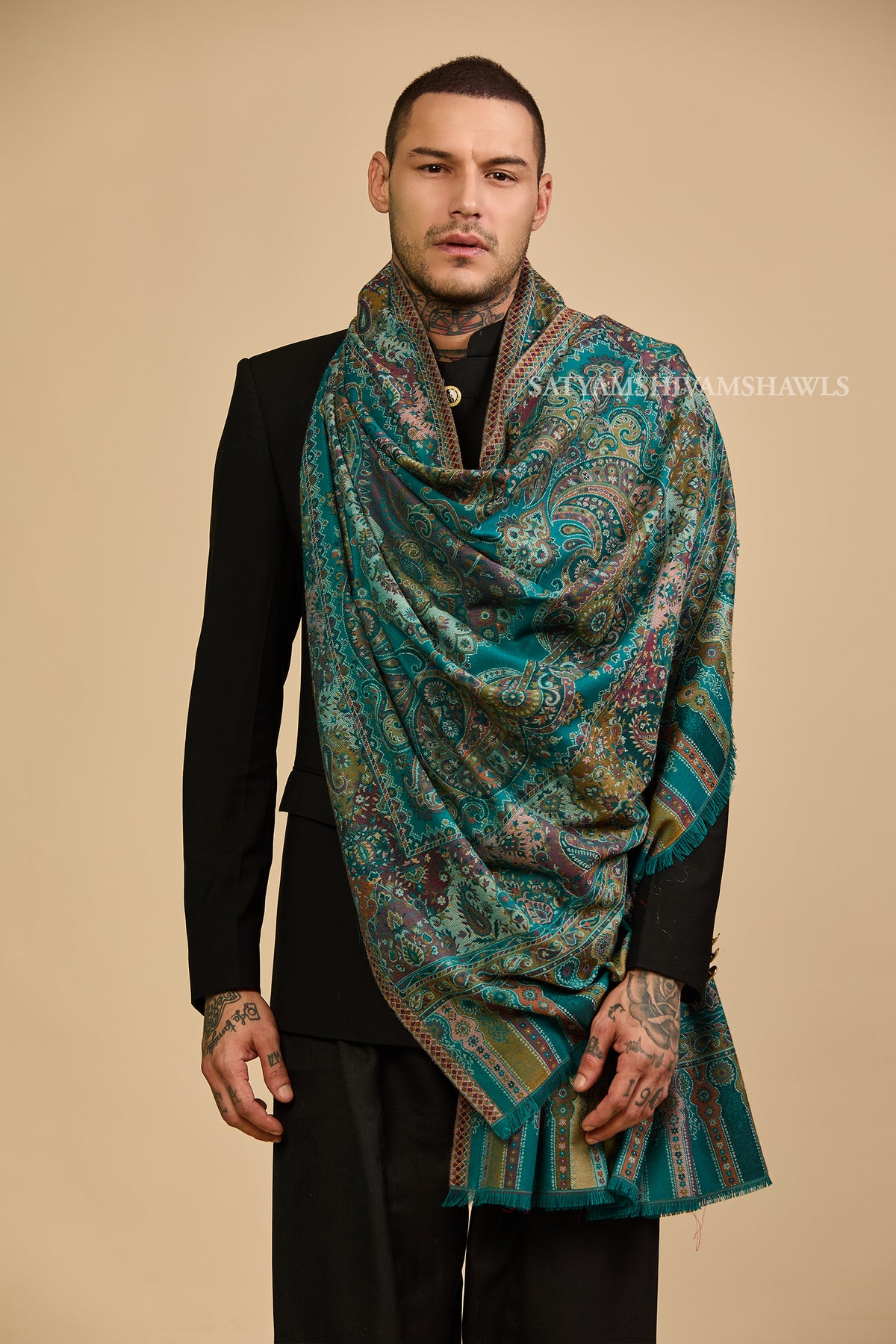 pure wool paisely multi kani design women shawl