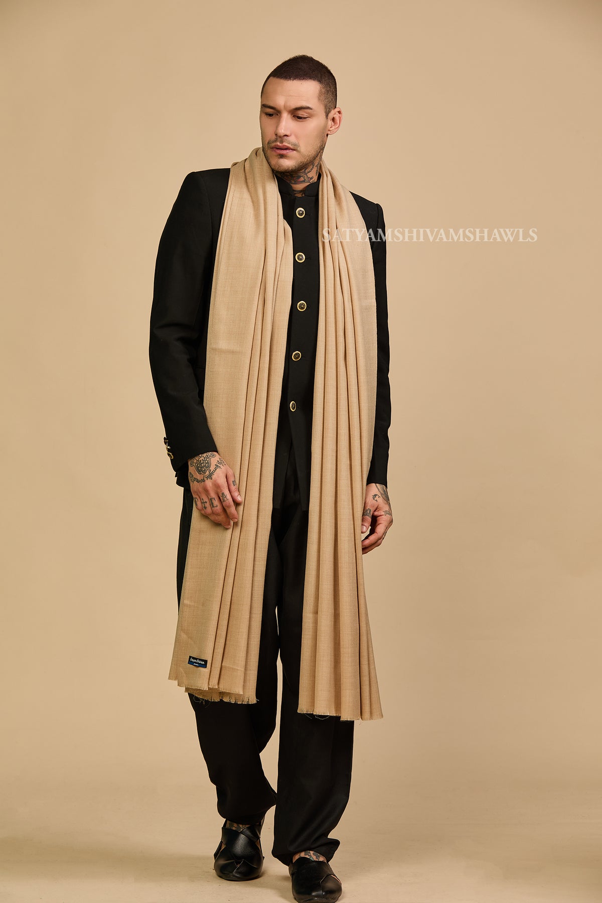 PASHMINA MENS  PURE WOOL SUPER FINE  SHAWL, FULL SIZE