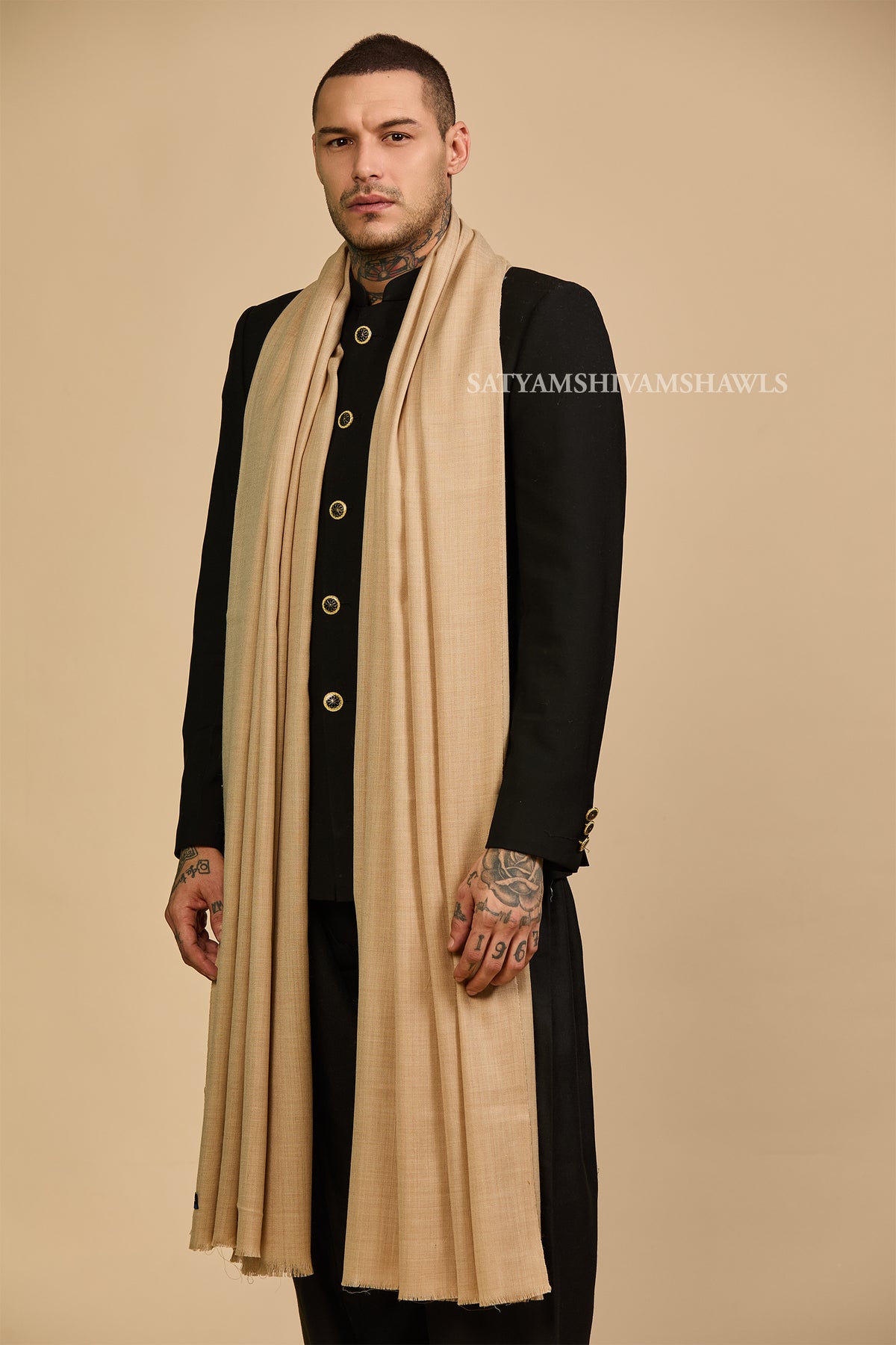 PASHMINA MENS  PURE WOOL SUPER FINE  SHAWL, FULL SIZE