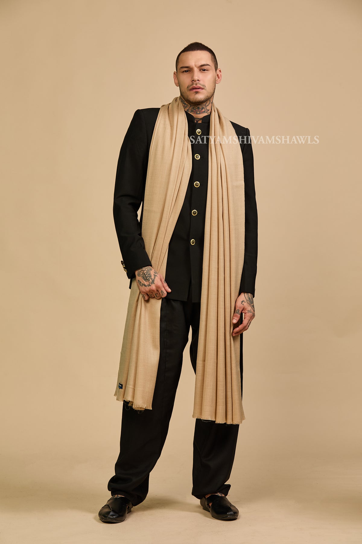 PASHMINA MENS  PURE WOOL SUPER FINE  SHAWL, FULL SIZE