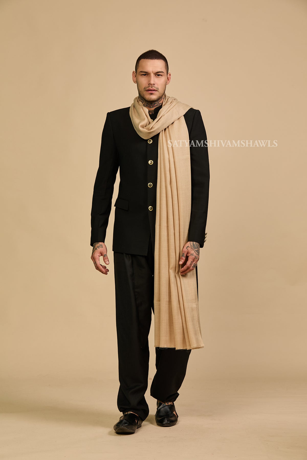 PASHMINA MENS  PURE WOOL SUPER FINE  SHAWL, FULL SIZE