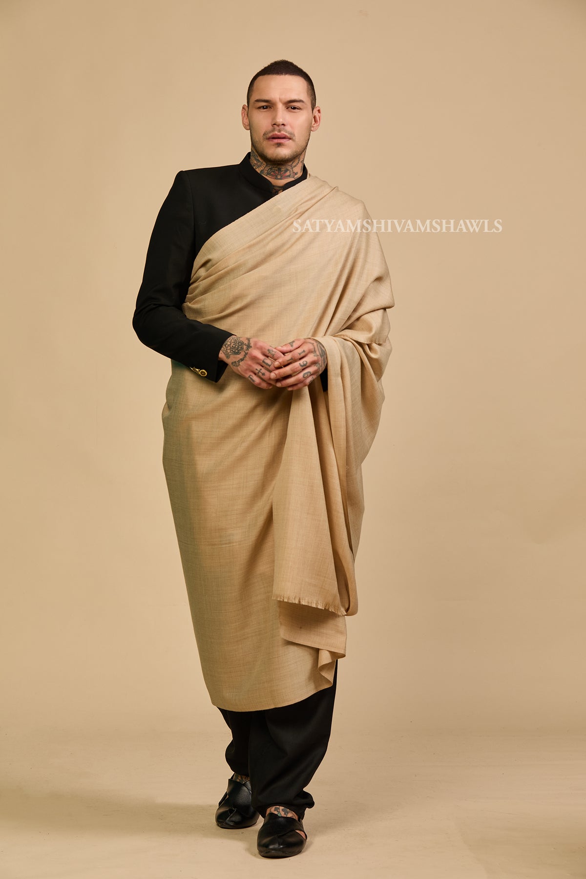 PASHMINA MENS  PURE WOOL SUPER FINE  SHAWL, FULL SIZE