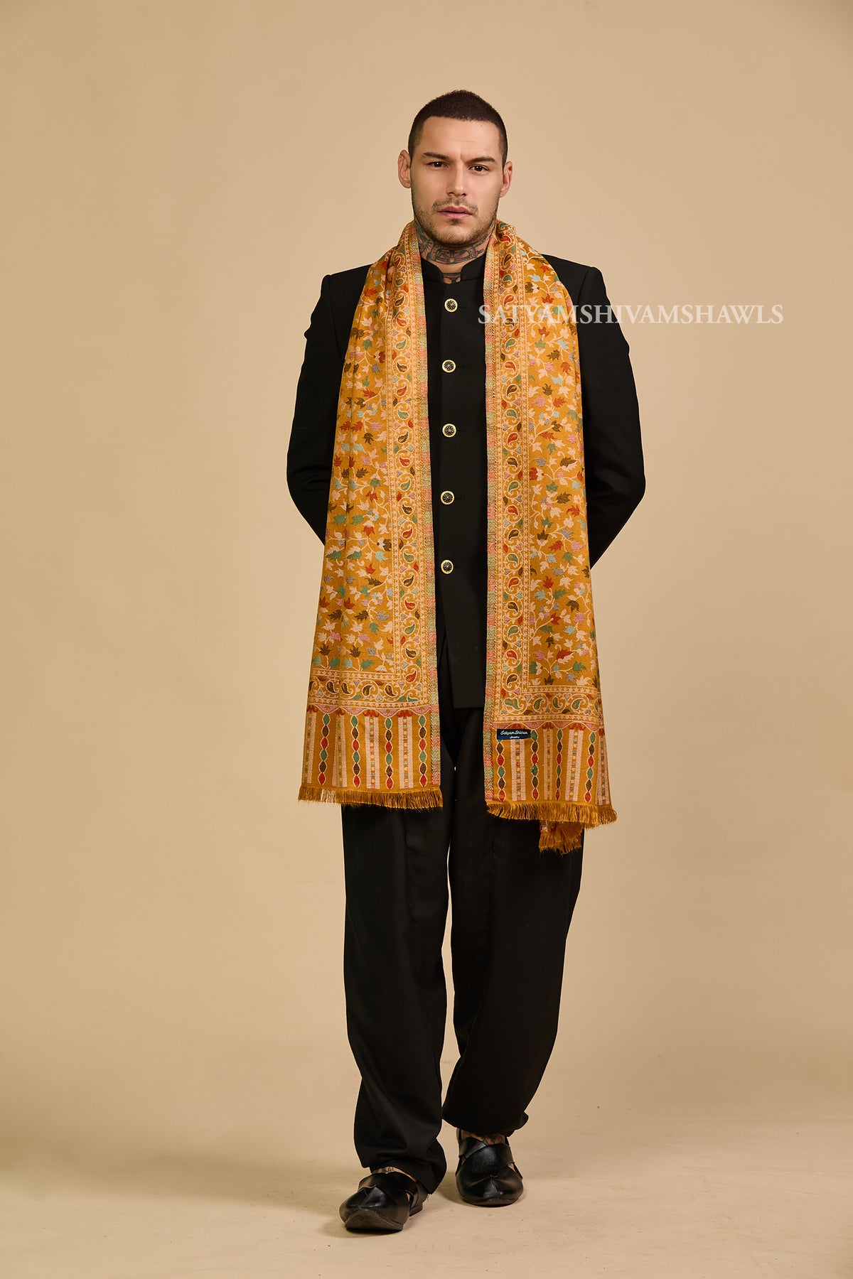 noor-e-kani multi pure wool men stole,