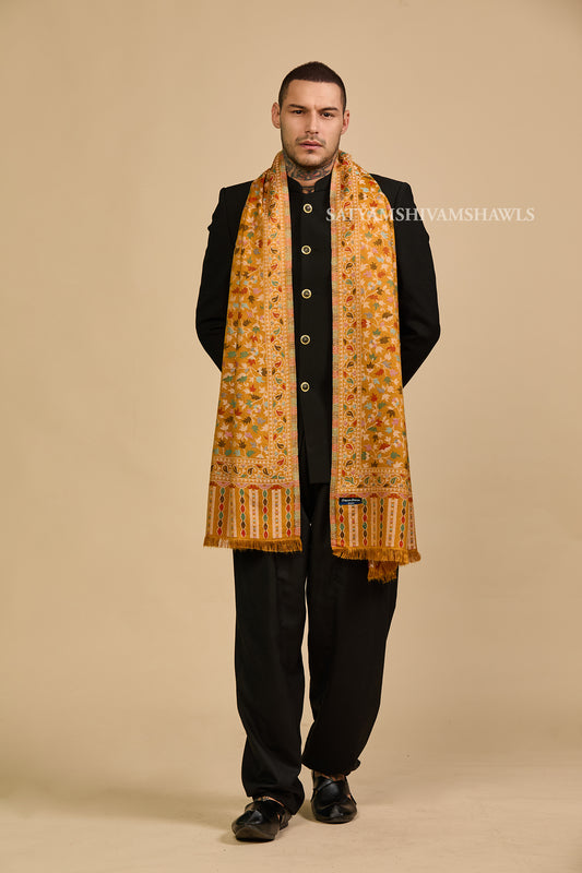 noor-e-kani multi pure wool men stole,