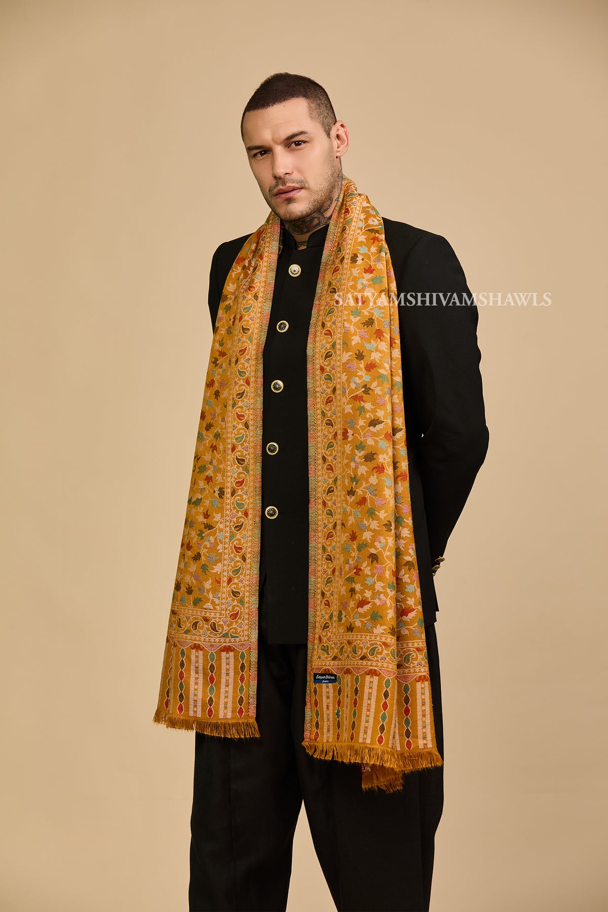 noor-e-kani multi pure wool men stole,