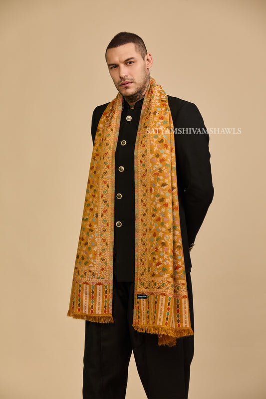 noor-e-kani multi pure wool men stole,