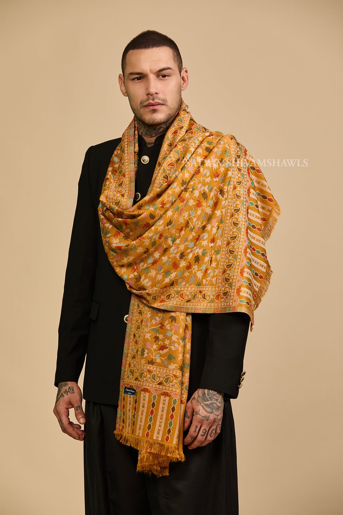 noor-e-kani multi pure wool men stole,