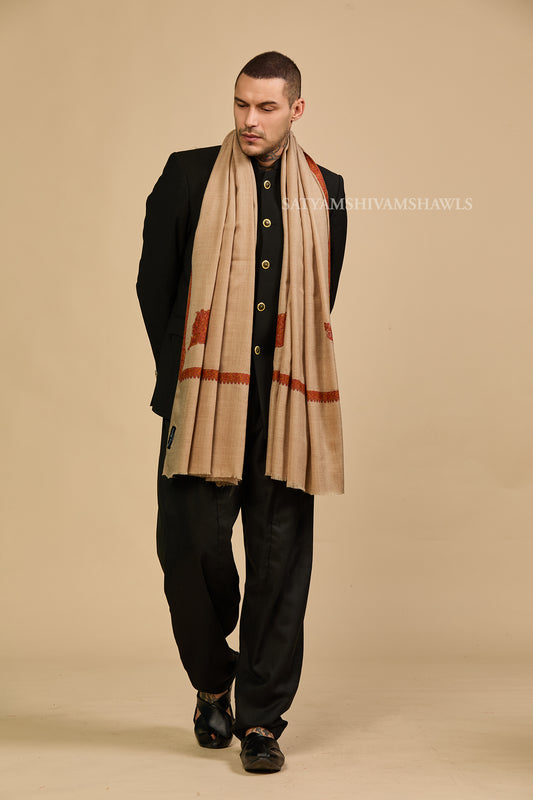 Kashmir Ember Elegance Border Kunj Men shawl