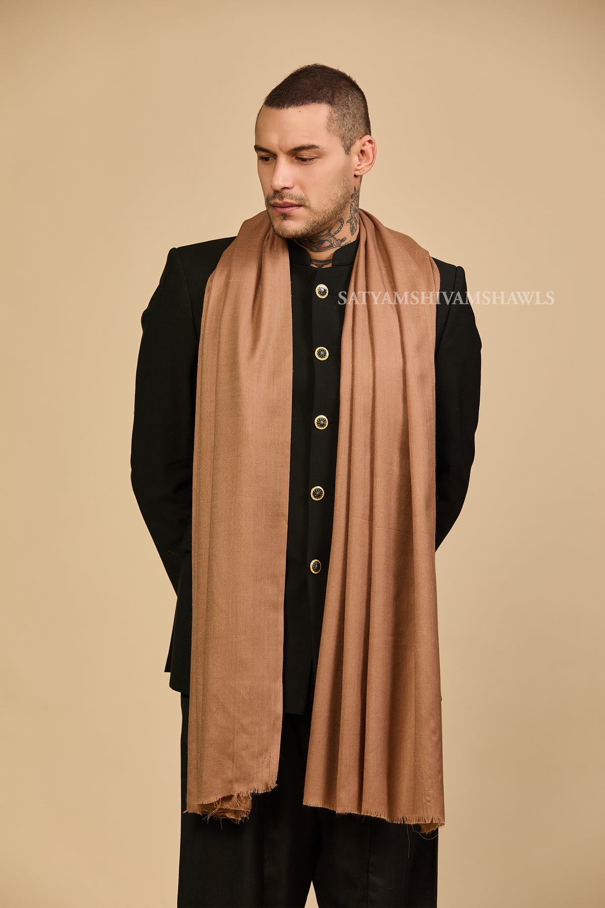 Pashmina Wool Mens Plain Stole