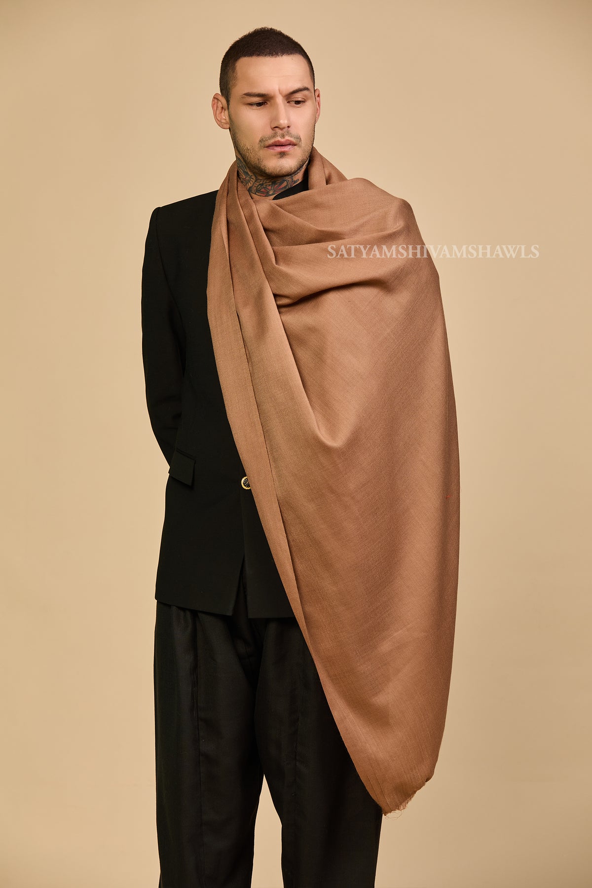 Pashmina Wool Mens Plain Stole