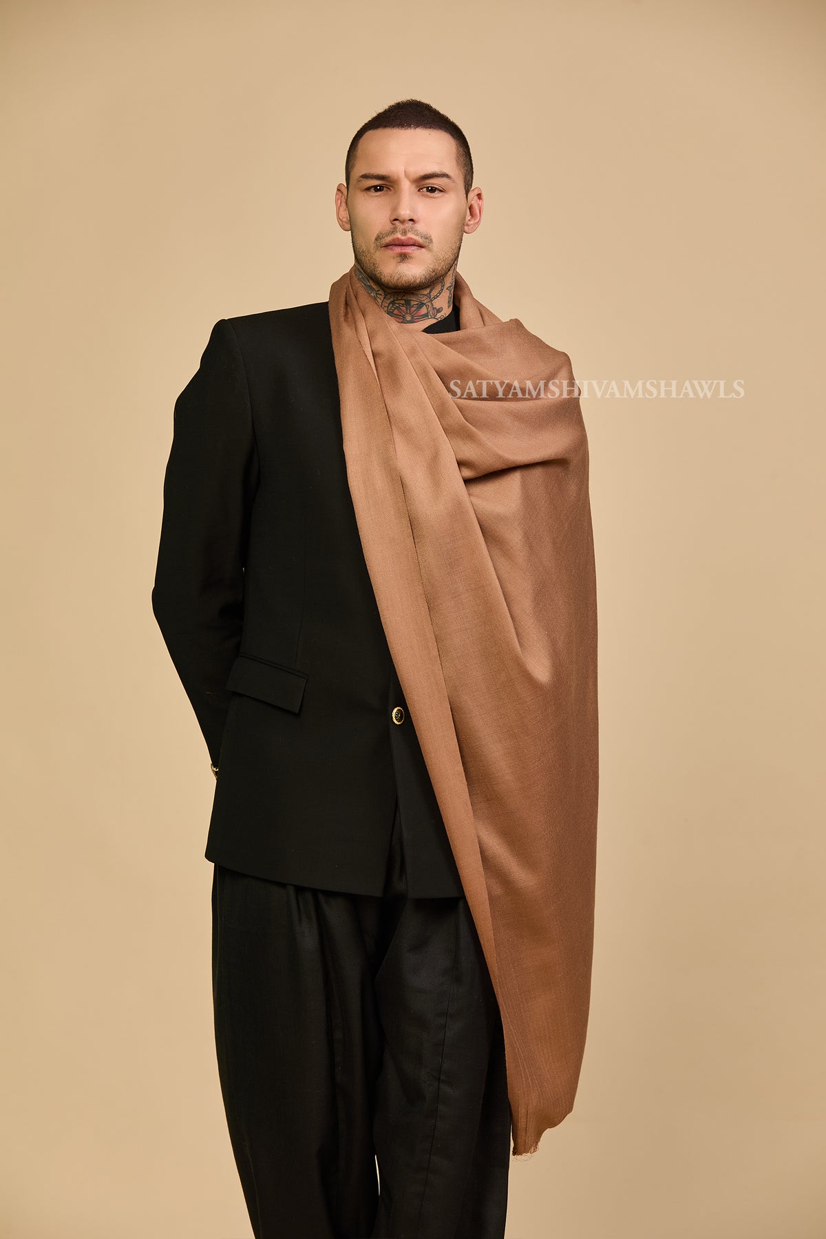 Pashmina Wool Mens Plain Stole