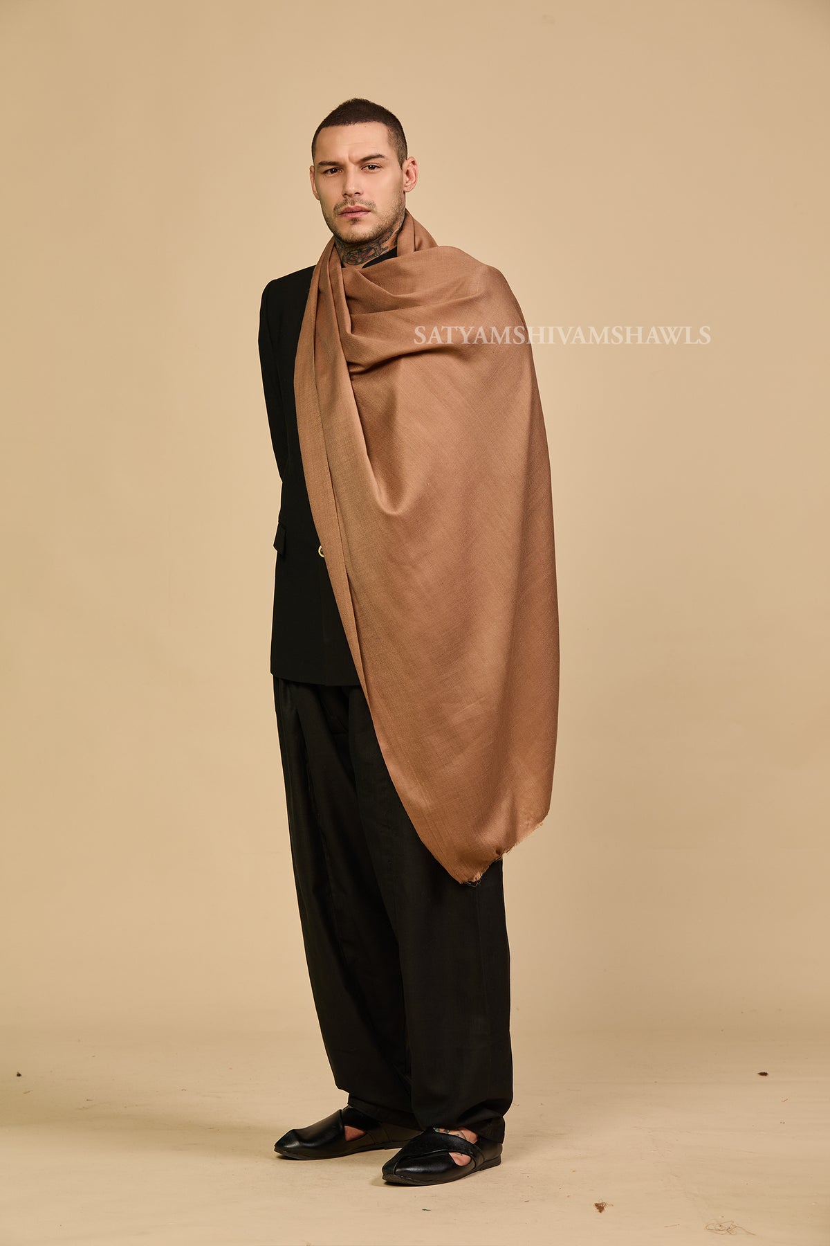 Pashmina Wool Mens Plain Stole