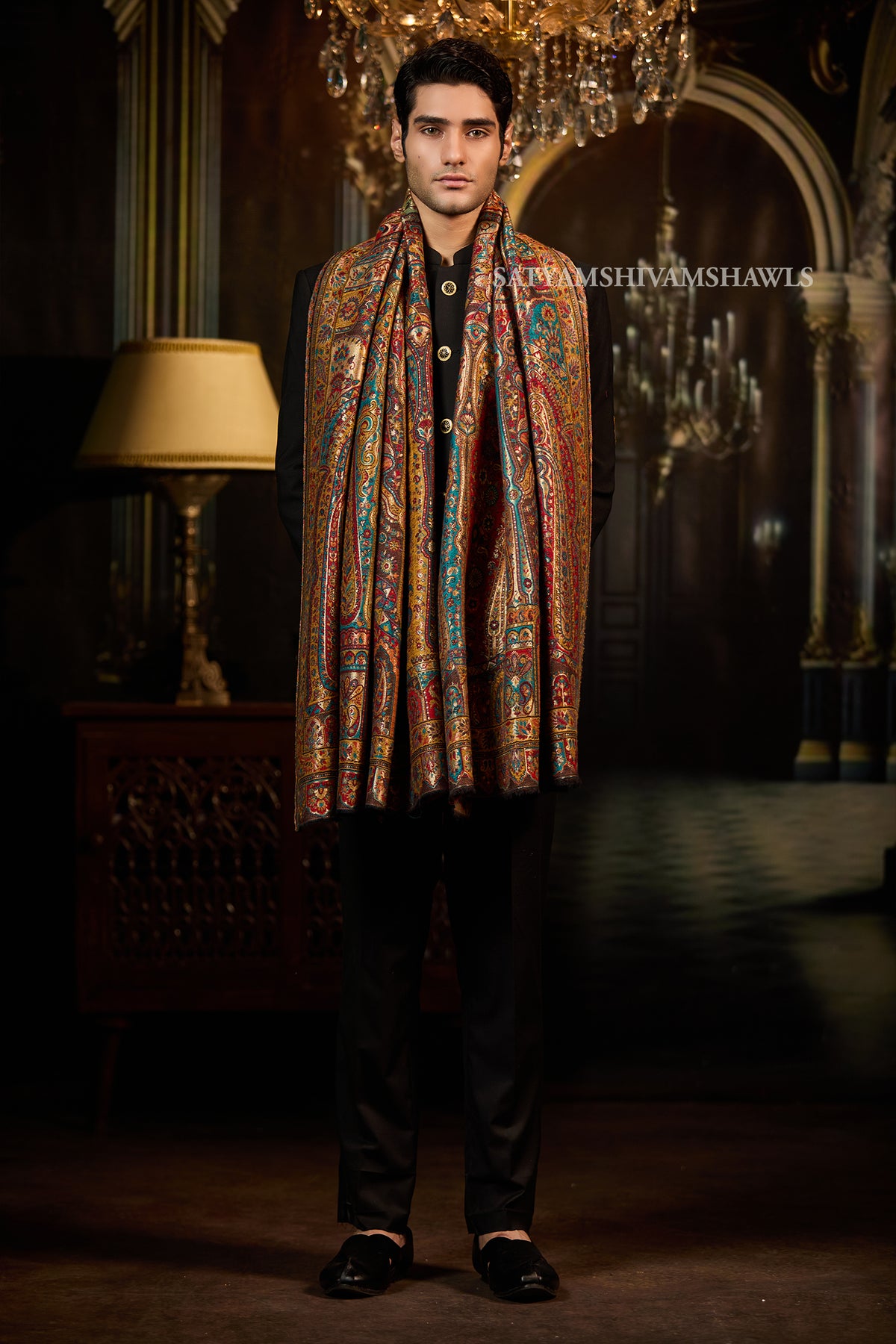 Moonlight Vintage Reversible Paisley Shawl