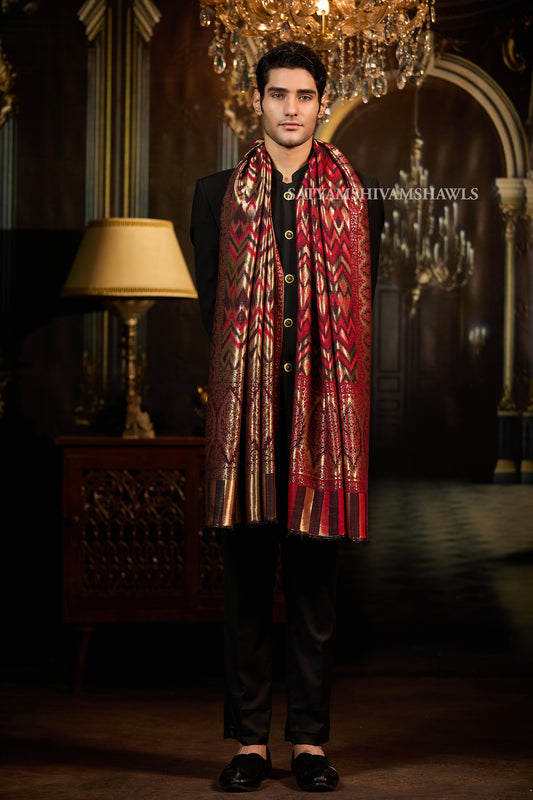 Moonlight fine wool  Reversible ekat deisgn Stole