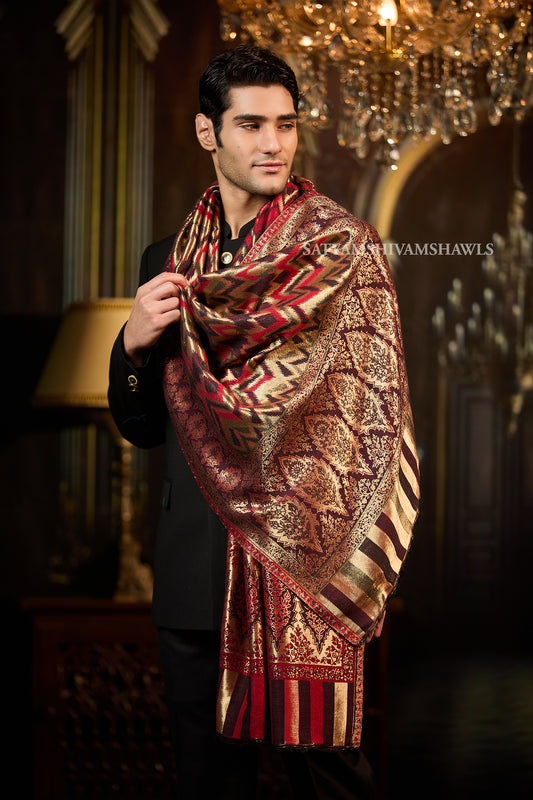 Moonlight fine wool  Reversible ekat deisgn Stole
