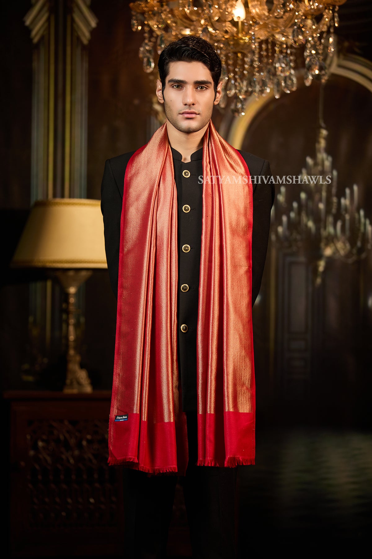 Twilight reversible stole , red