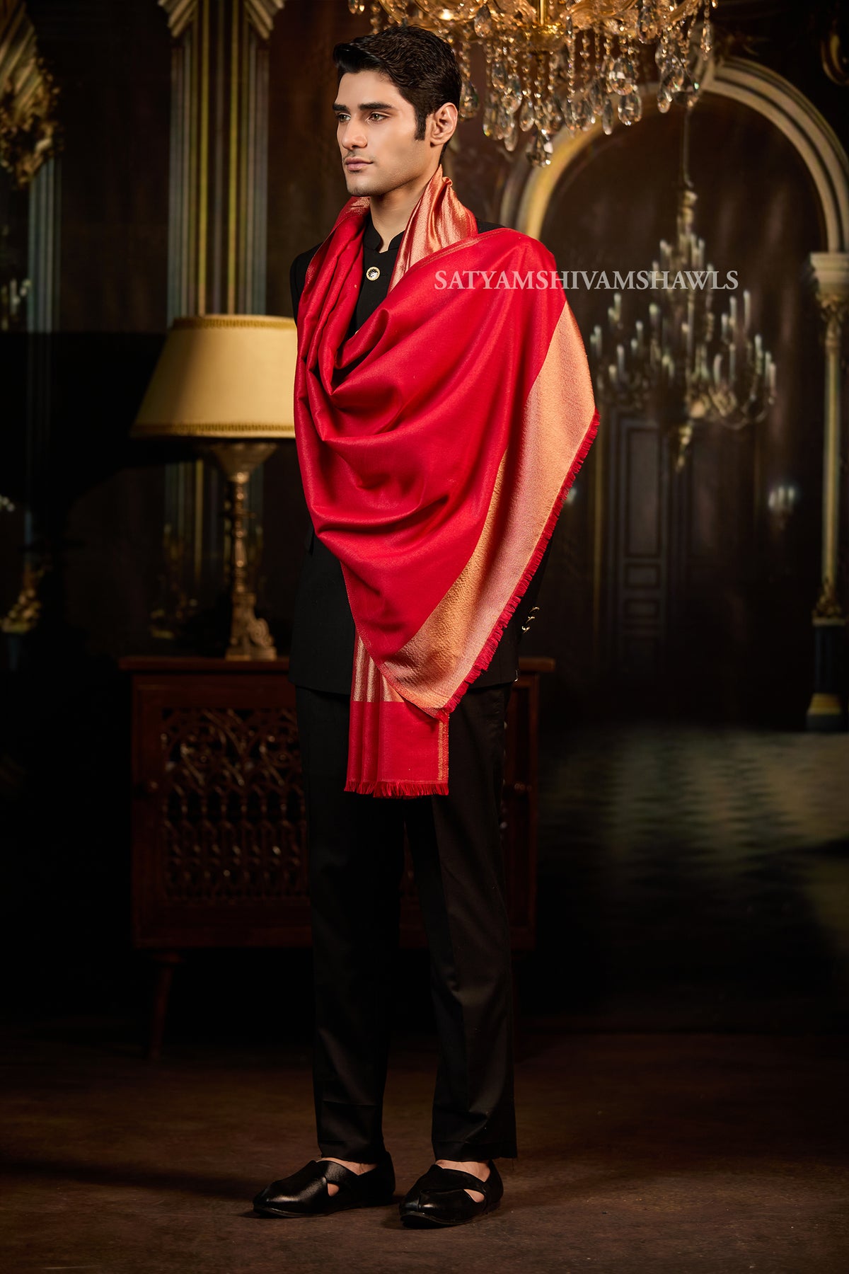Twilight reversible stole , red