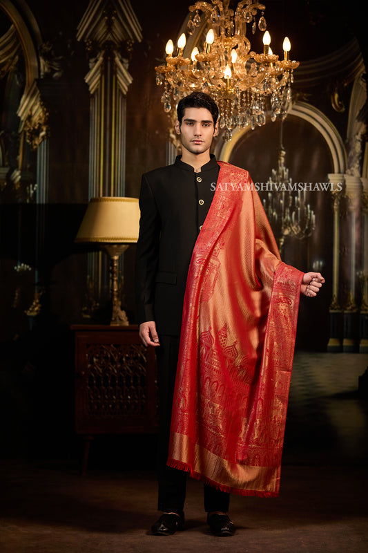 Moonlight Golden Darbar Border Reversible Men Stole