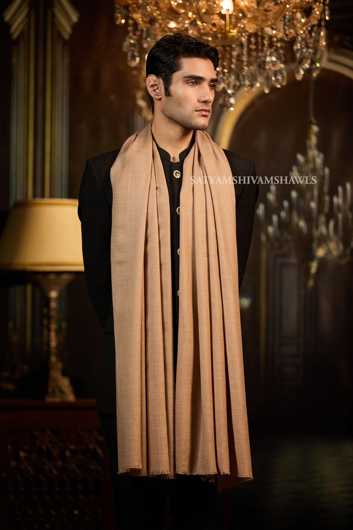 Pashmina Wool Mens Plain Stole