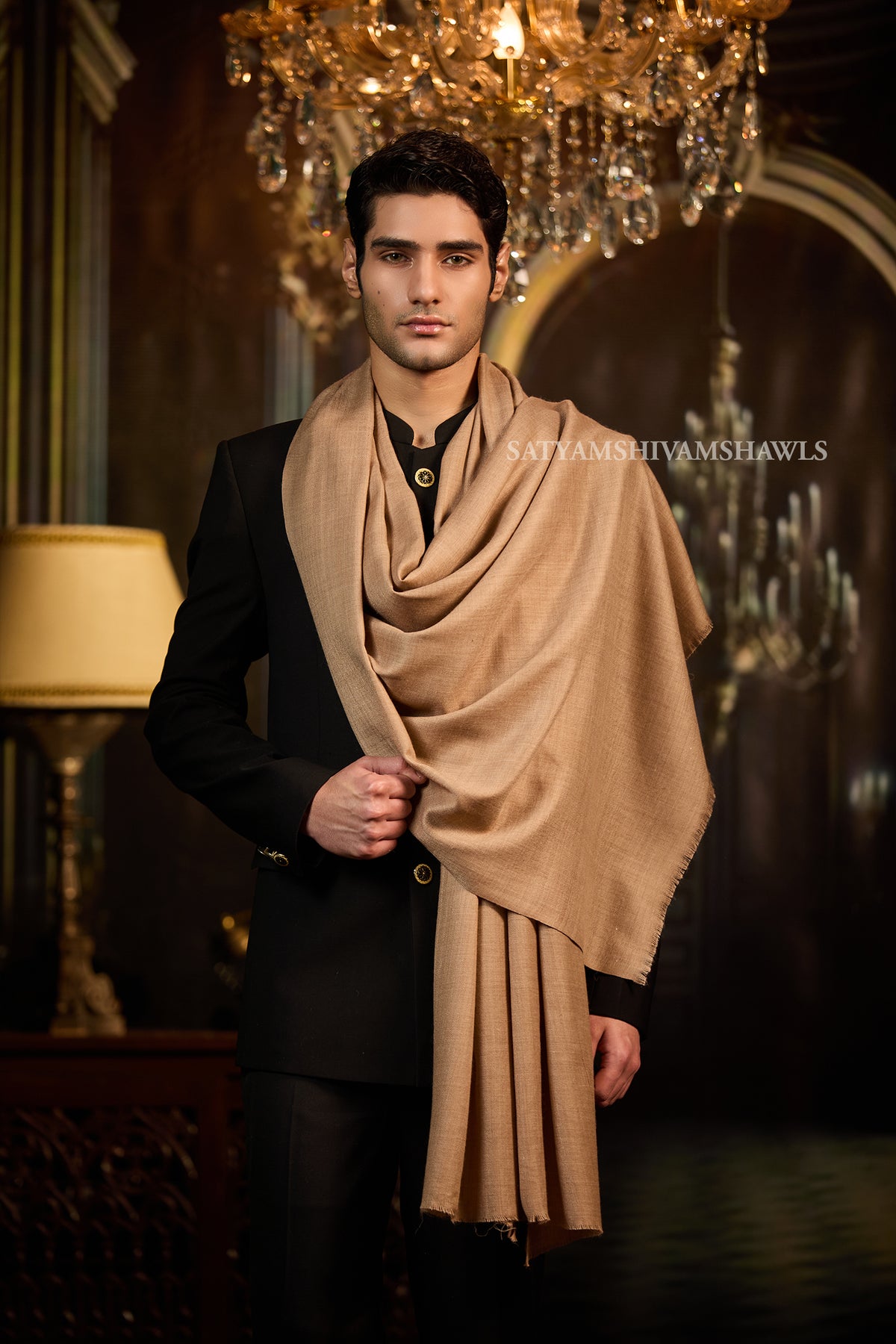 Pashmina Wool Mens Plain Stole