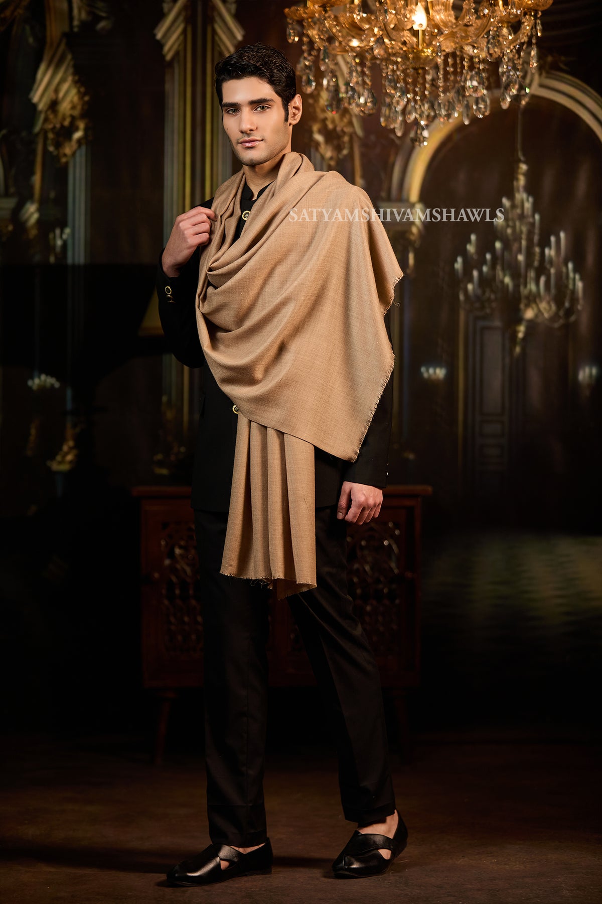 Pashmina Wool Mens Plain Stole