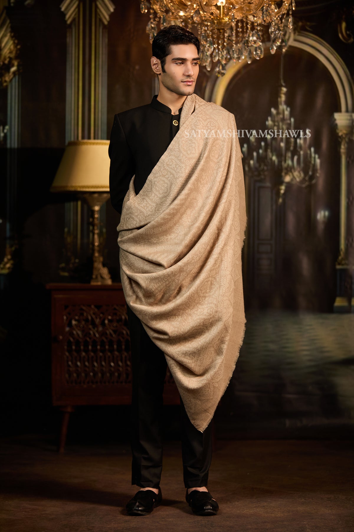 Elegant Self-Design Men’s Shawl Big Size