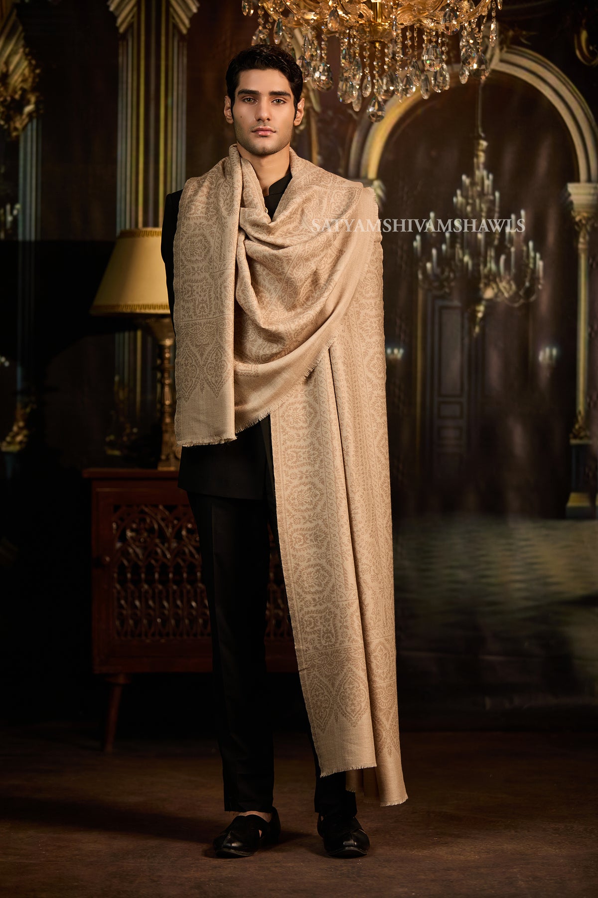Elegant Self-Design Men’s Shawl Big Size