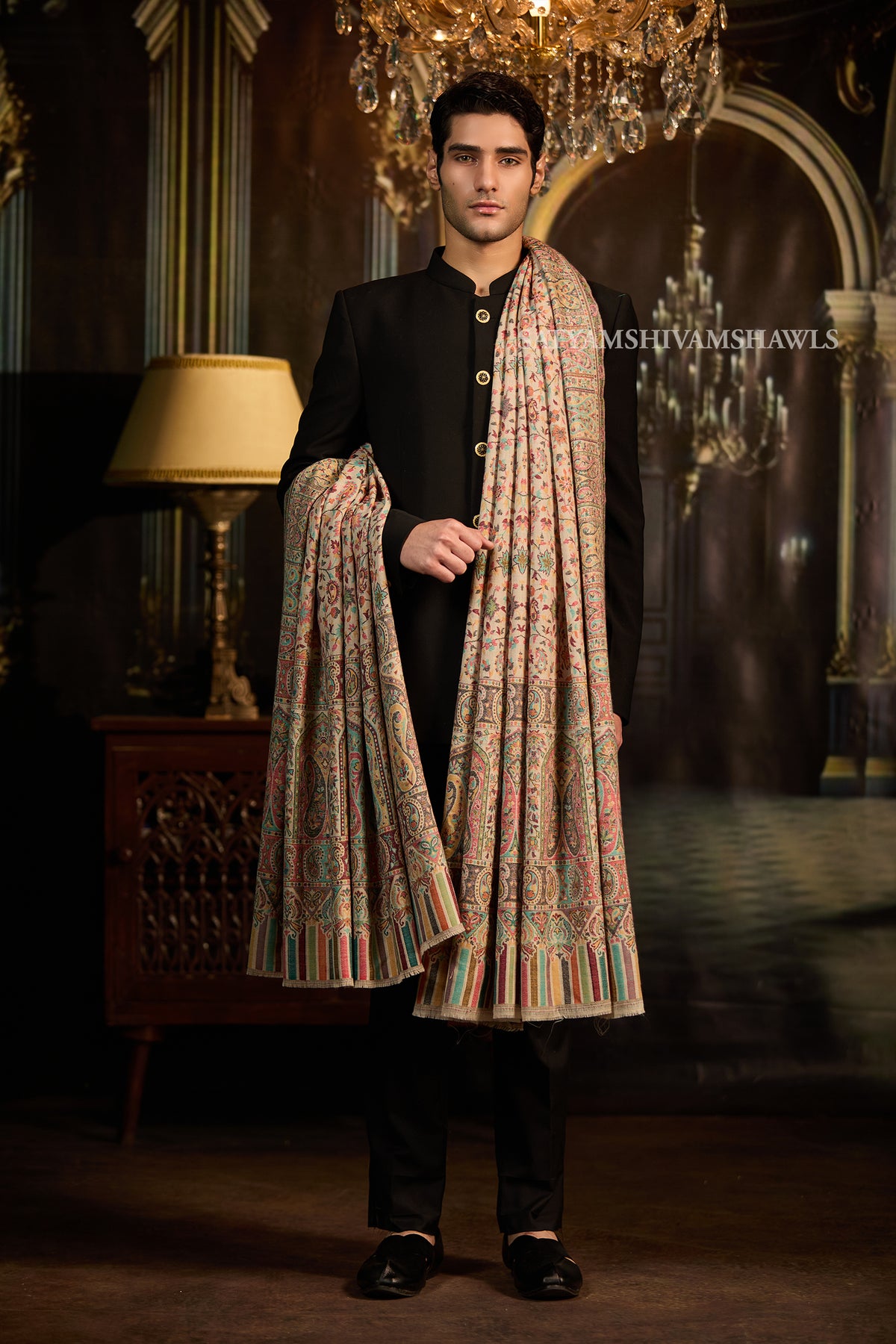 Extra Fine Wool Pashmina Kani Gents Shawl Big Size