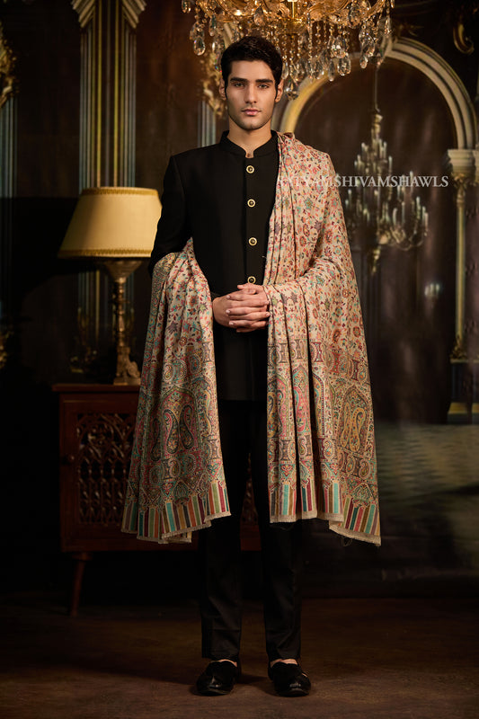 Extra Fine Wool Pashmina Kani Gents Shawl Big Size