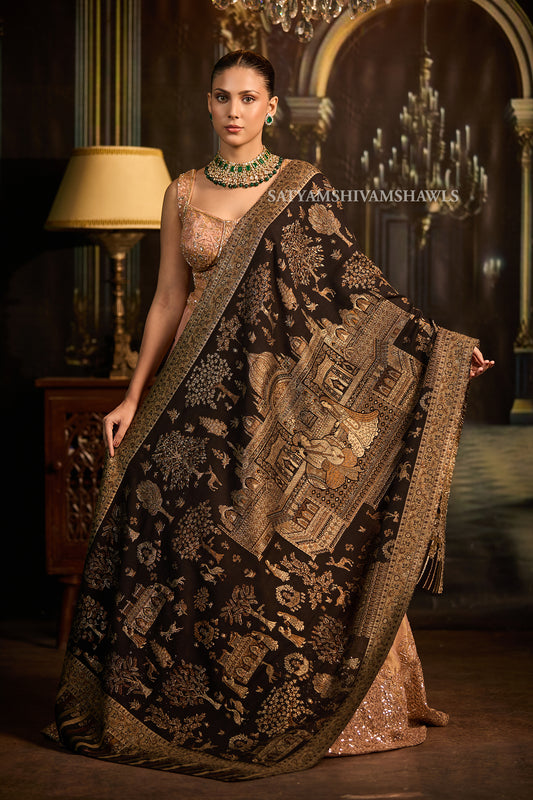 Mughal Darbar Heritage zari kani women shawl