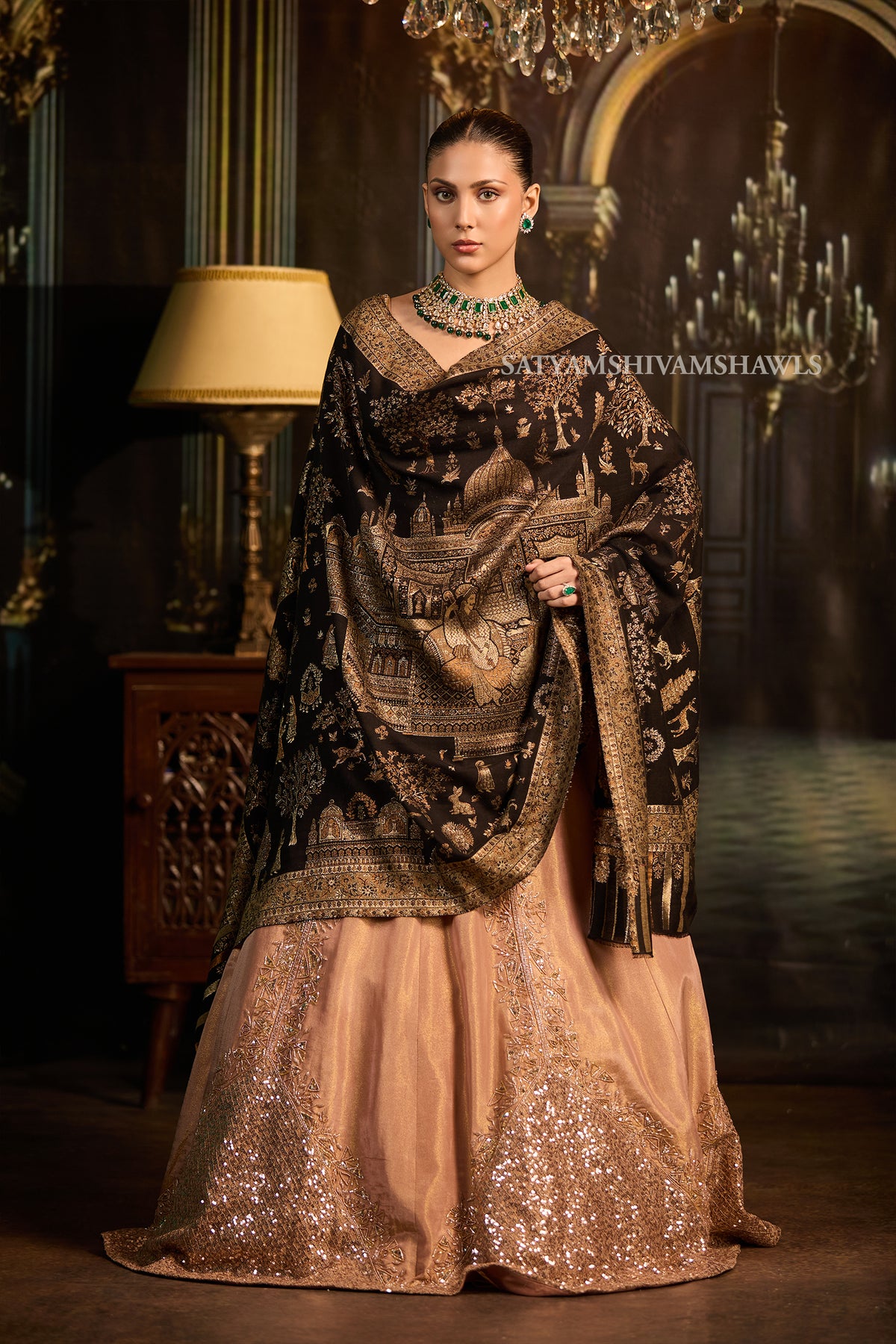 Mughal Darbar Heritage zari kani women shawl