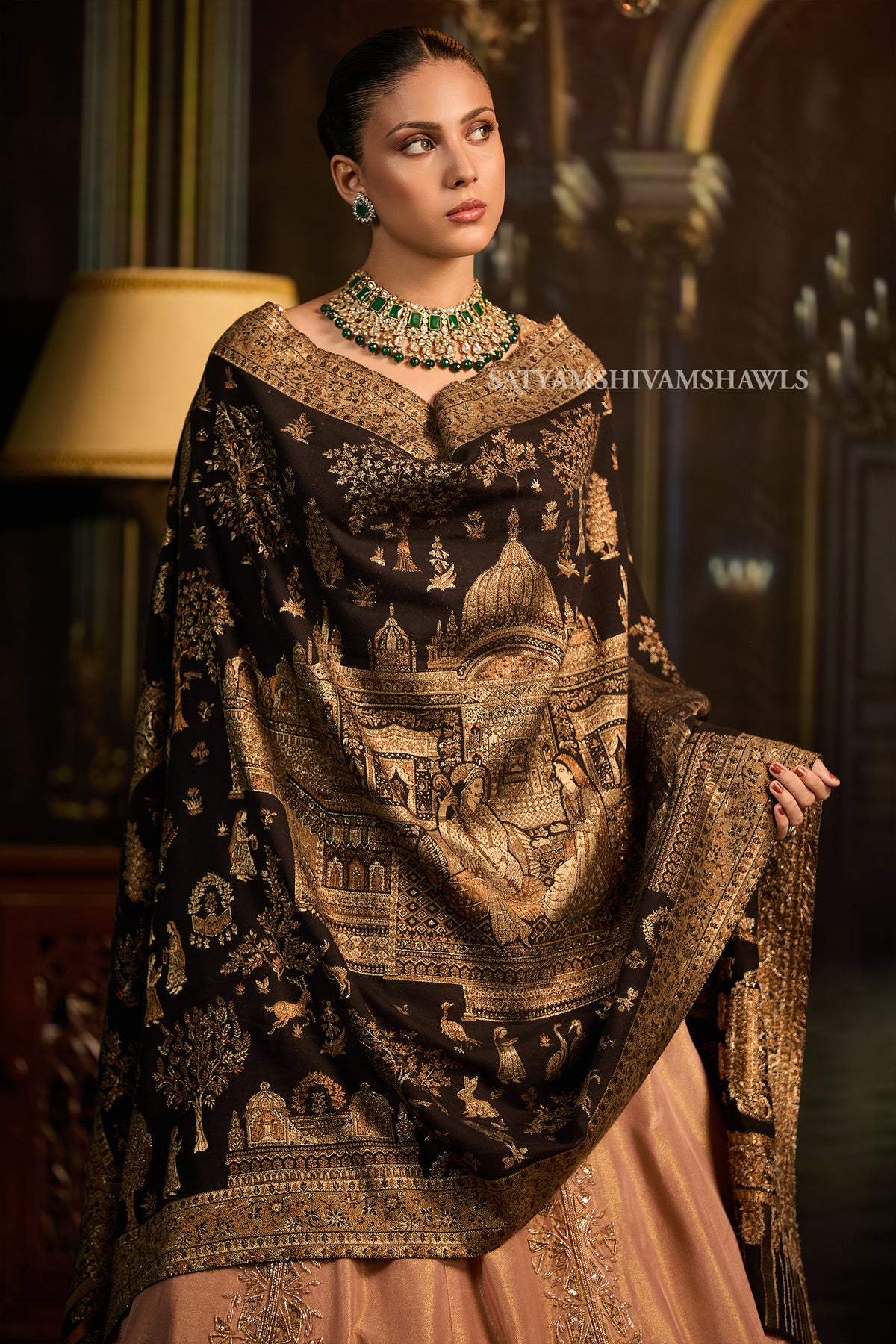 Mughal Darbar Heritage zari kani women shawl