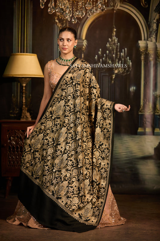 SHIKAAR-E-KASHMIR" TILLA EMBRODIERY FINE PASHMINA WOOL, WARM AND SOFT,