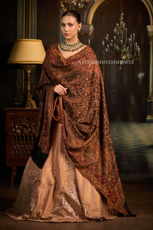 midnight black jamawar kashmiri kani design shawl