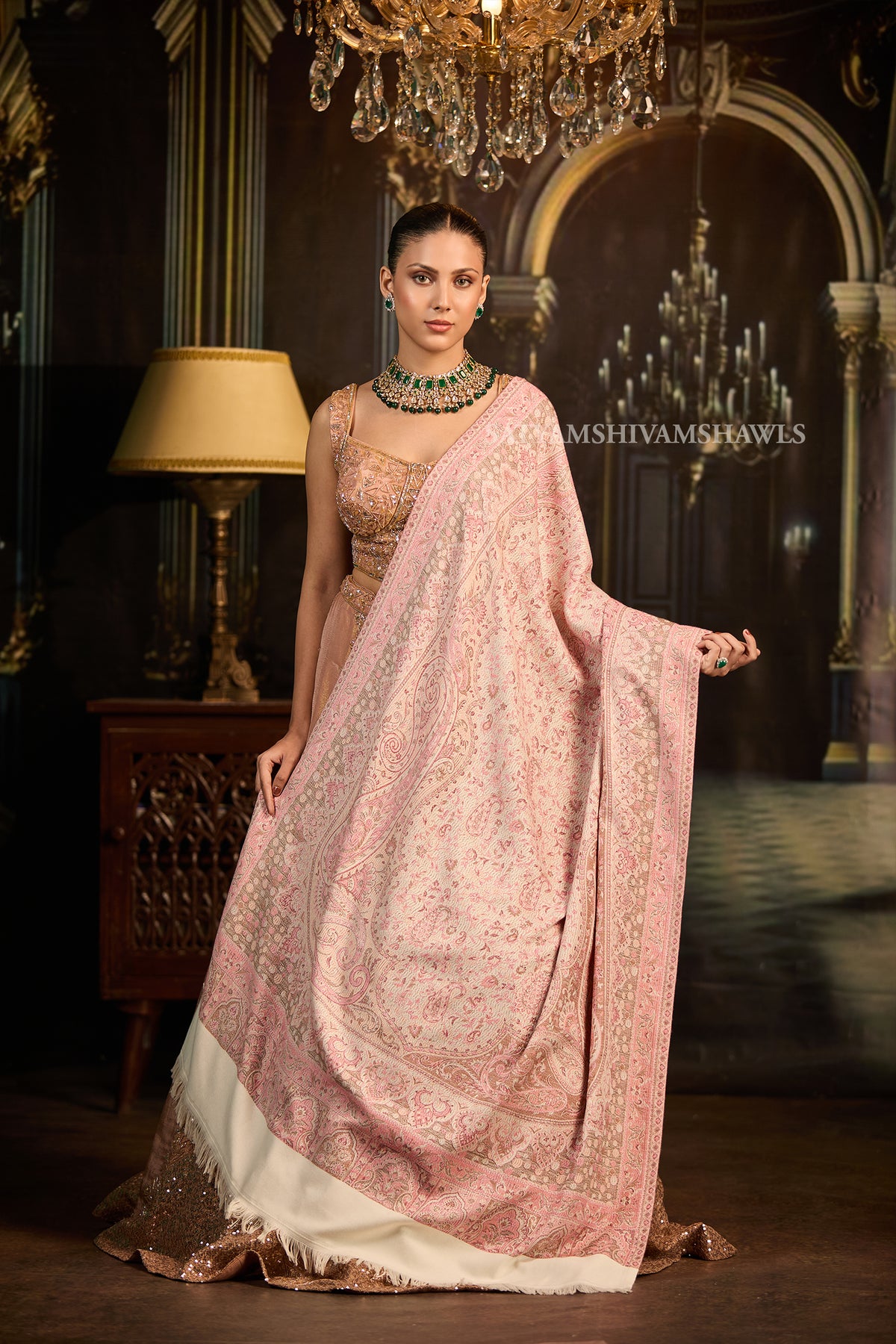 midnight black jamawar kashmiri kani design shawl